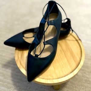 Loeffler Randall Leather Lace Up Flats Ambra